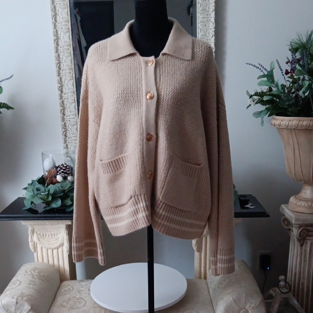 Nordstrom Beige Cardigan with Button Accents